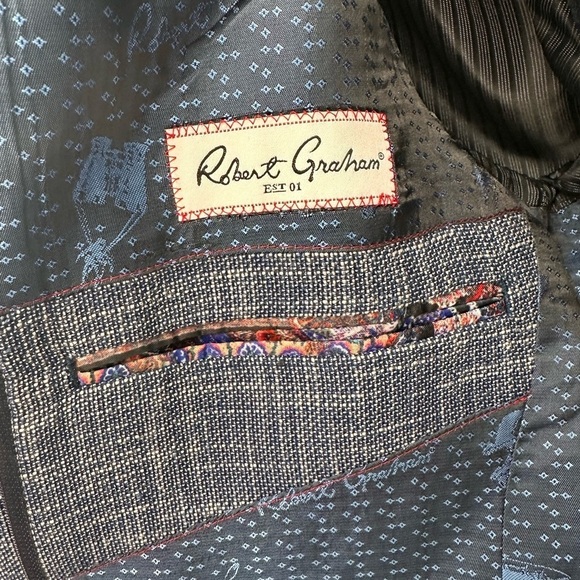Robert Graham Downhill Blue Textured Blazer Jacket Sportcoat 42R 42 R - Picture 2 of 6